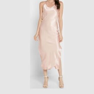 Topshop dress.   Satin Strappy Flowing Dress in Pale Pink - size 12,